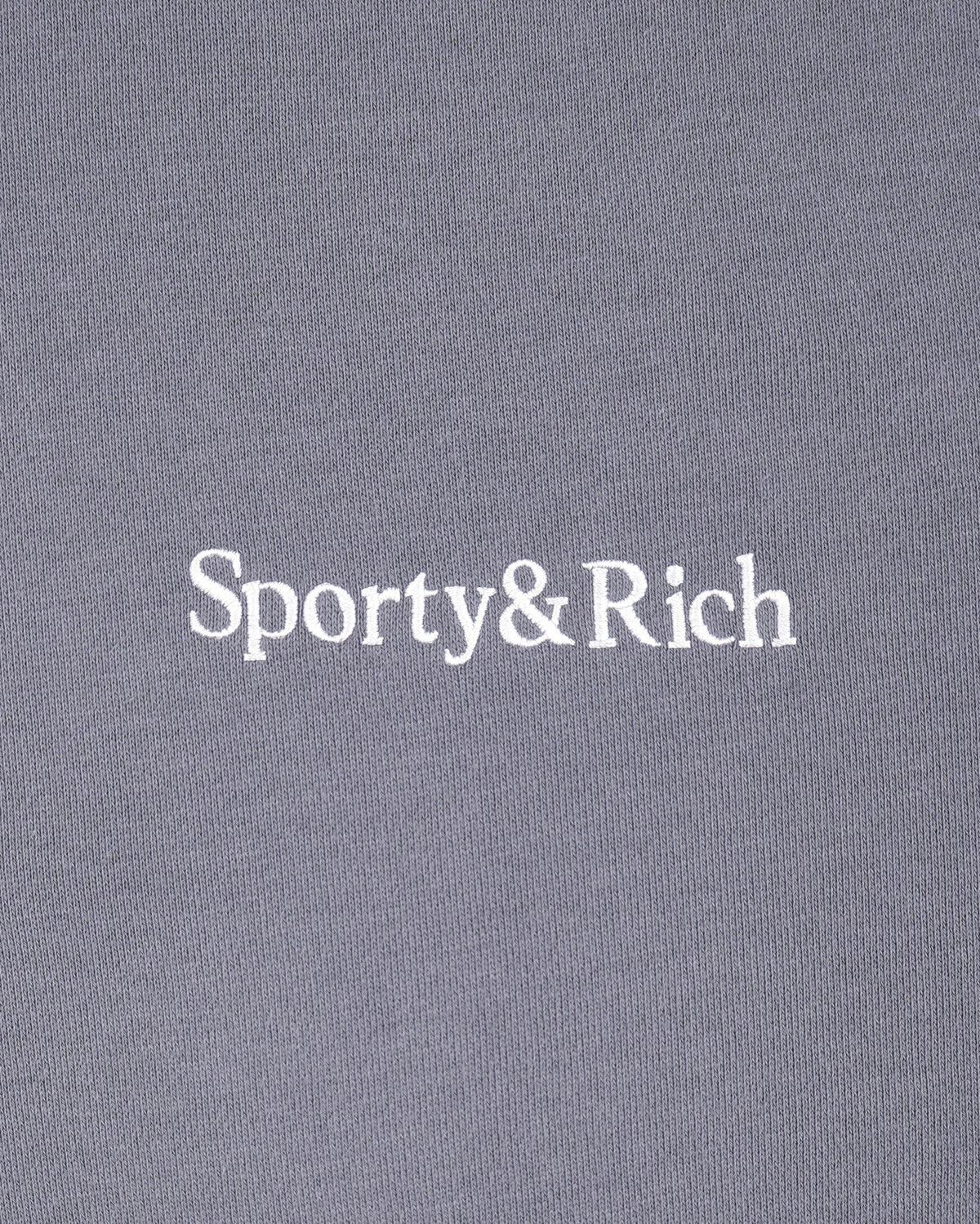 Sporty & Rich Serif Logo Embroidered Wide Sweatpant - Faded Indigo/White