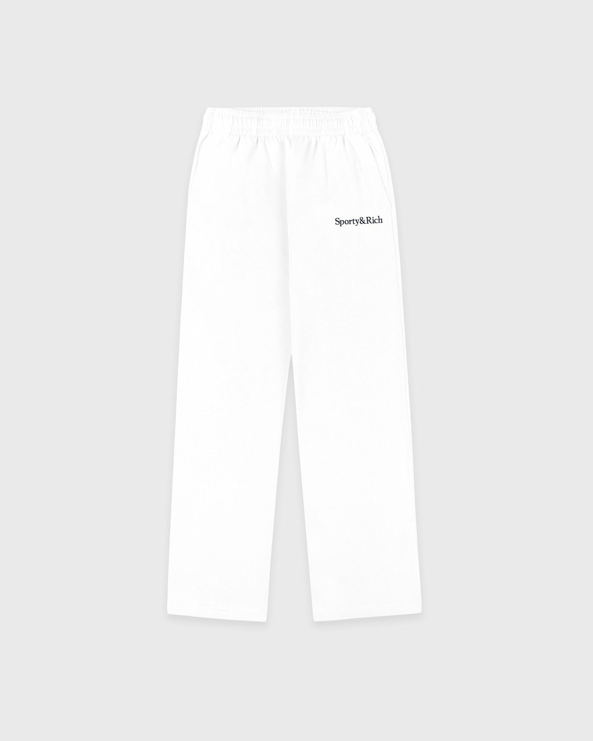 Sporty & Rich Serif Logo Embroidered Wide Sweatpant - White/Navy