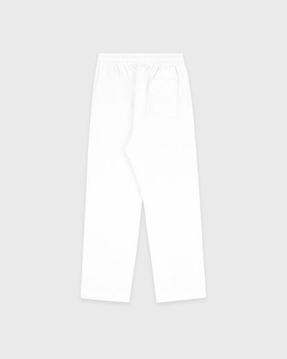 Sporty & Rich Serif Logo Embroidered Wide Sweatpant - White/Navy