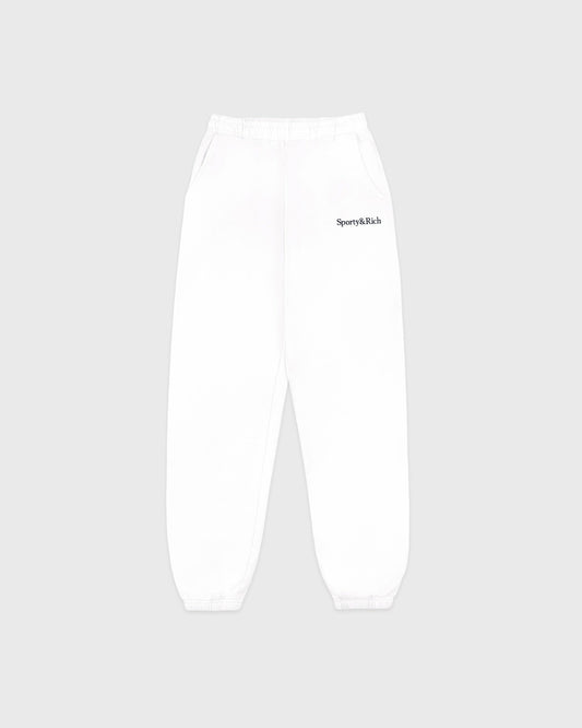 Sporty & Rich Serif Logo Embroidered Sweatpant - White/Navy