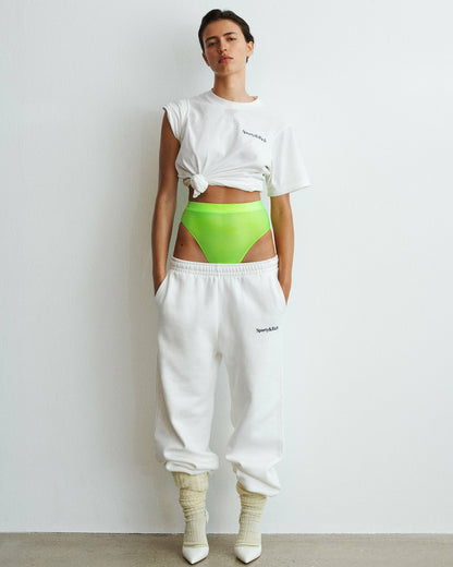 Sporty & Rich Serif Logo Embroidered Sweatpant - White/Navy