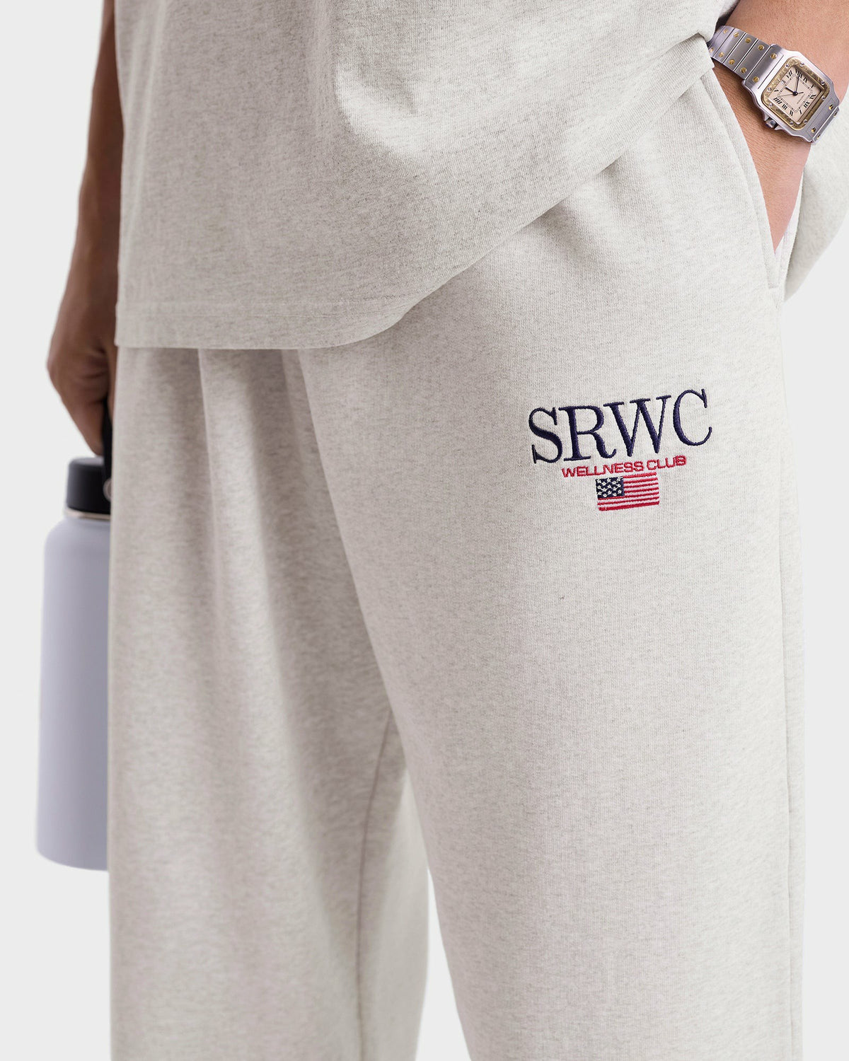 Sporty & Rich Nautical Embroidered Wide Sweatpant - Heather Gray