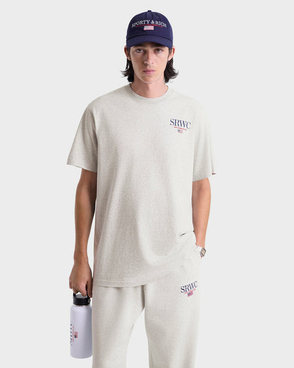 Sporty & Rich Nautical Embroidered Wide Sweatpant - Heather Gray