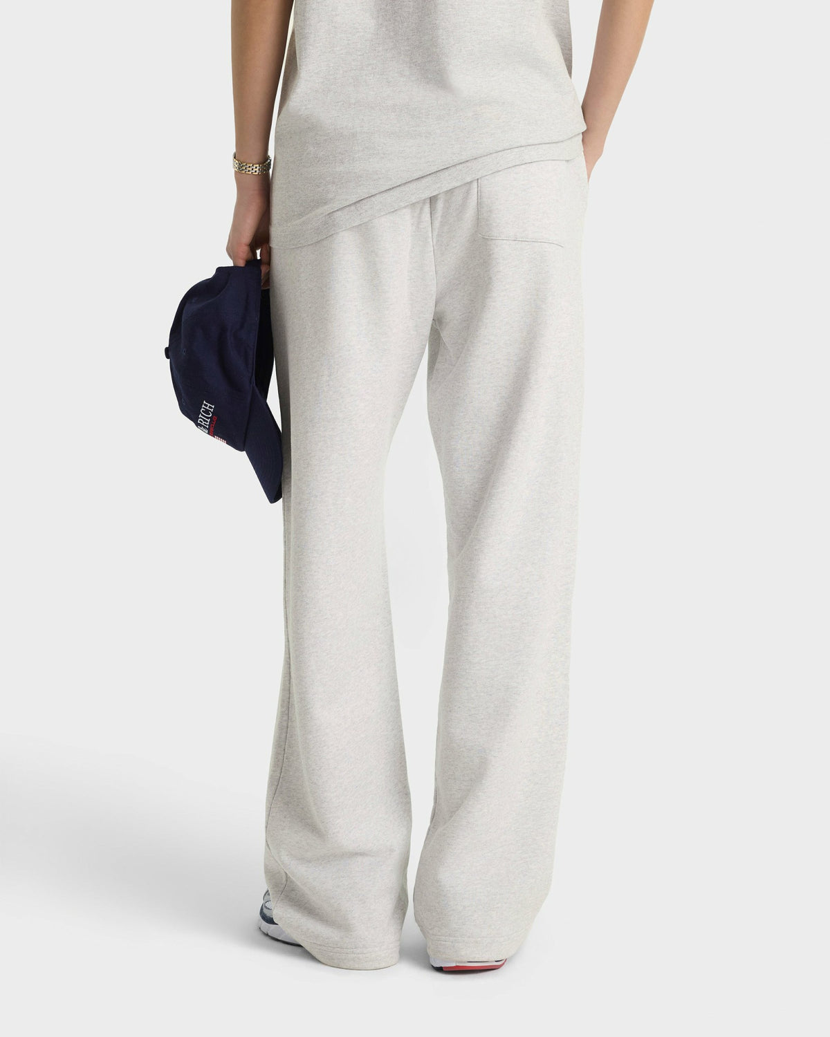 Sporty & Rich Nautical Embroidered Wide Sweatpant - Heather Gray