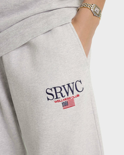 Sporty & Rich Nautical Embroidered Wide Sweatpant - Heather Gray