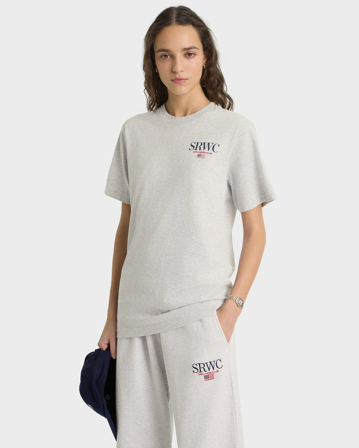 Sporty & Rich Nautical Embroidered Wide Sweatpant - Heather Gray