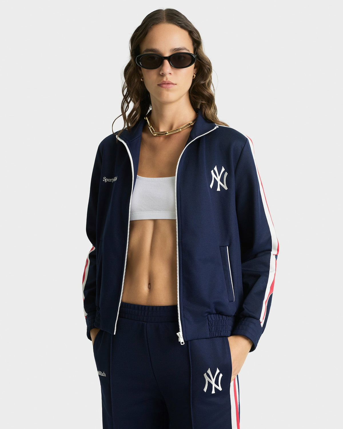 Sporty & Rich Yankees Serif Track Pant - Navy/White/Red