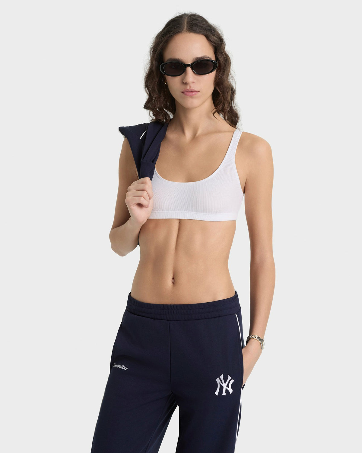 Sporty & Rich Heritage Yankees Serif 90S Elio Track Pant - Navy/White
