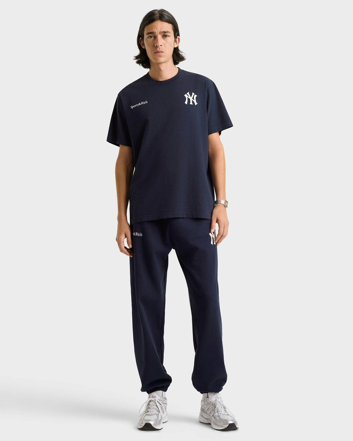 Sporty & Rich Heritage Yankees Serif Sweatpant - Navy/White