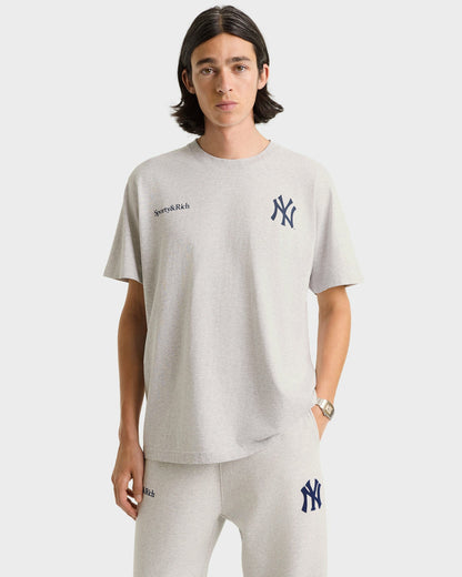 Sporty & Rich Heritage Yankees Serif Sweatpant - Heather Gray/Navy