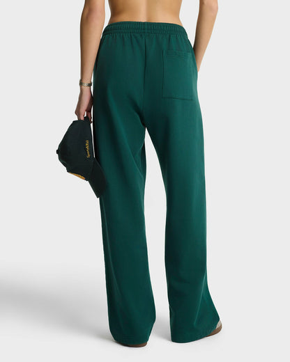 Sporty & Rich NY Crest Embroidered Wide Sweatpant - Forest