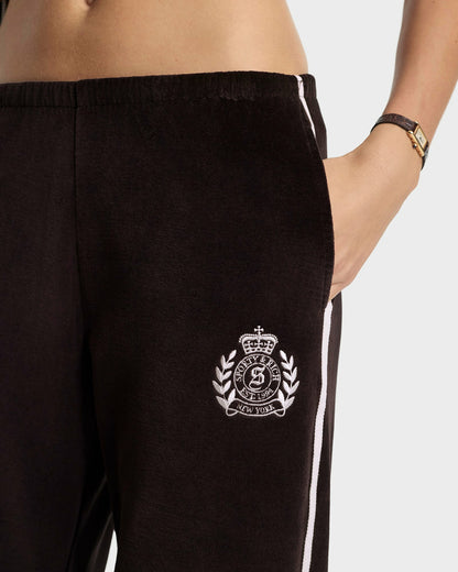 Sporty & Rich NY Crest Velour Sweatpant - Chocolate/Ecru