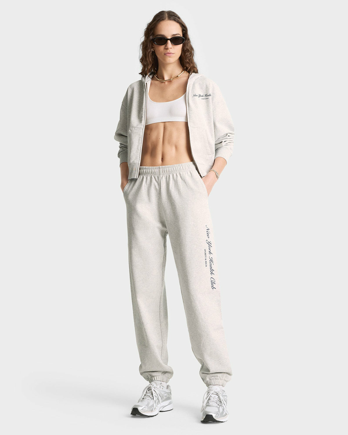 Sporty & Rich NY Health Club Sweatpant - Heather Gray/Navy
