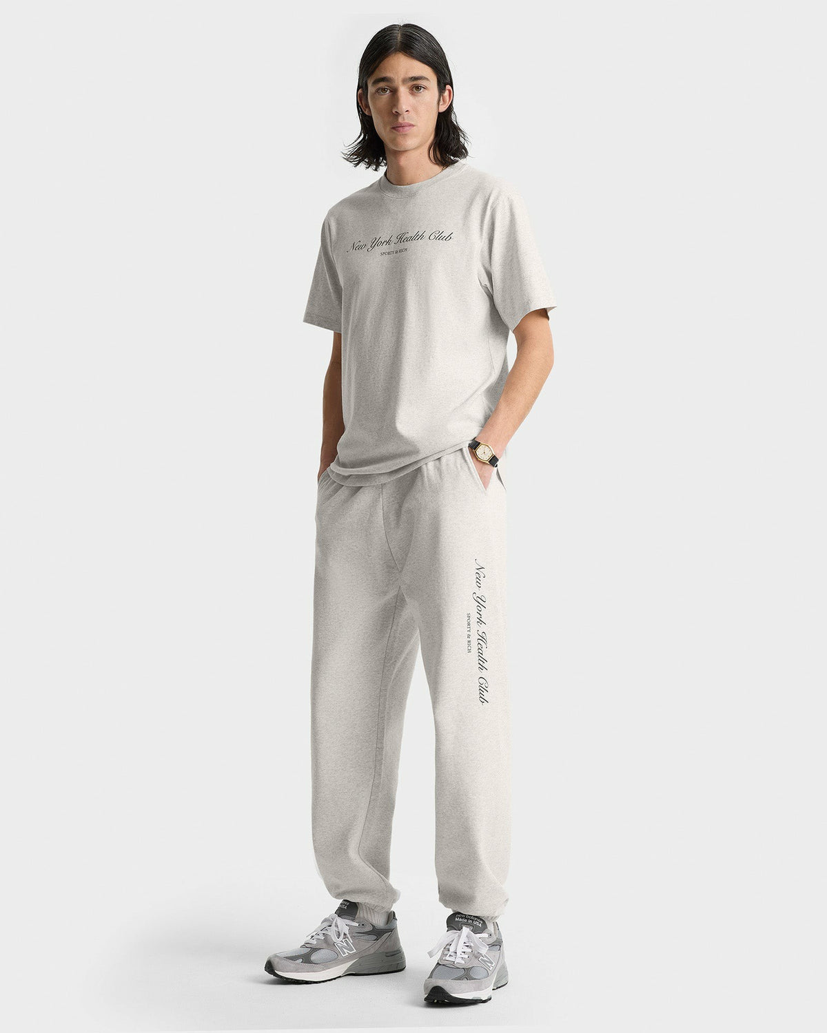 Sporty & Rich NY Health Club Sweatpant - Heather Gray/Navy