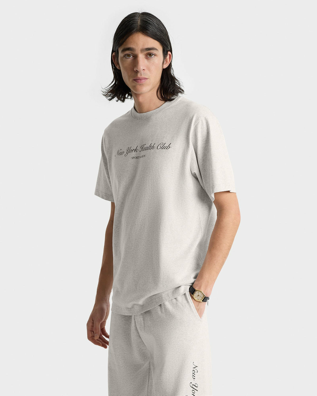 Sporty & Rich NY Health Club Sweatpant - Heather Gray/Navy