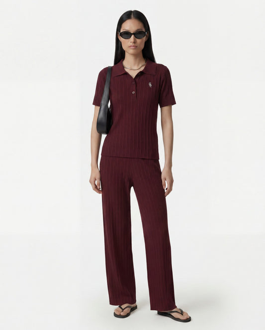Sporty & Rich SRC Ribbed Trousers - Bordeaux