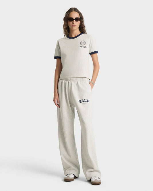 Sporty & Rich Yale Classic Wide Sweatpant - Heather Gray/Navy