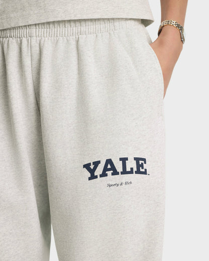 Sporty & Rich Yale Classic Wide Sweatpant - Heather Gray/Navy