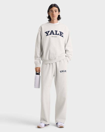 Sporty & Rich Yale Classic Wide Sweatpant - Heather Gray/Navy