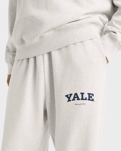 Sporty & Rich Yale Classic Wide Sweatpant - Heather Gray/Navy
