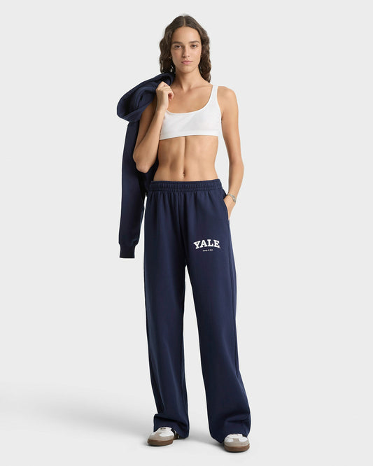 Sporty & Rich Yale Classic Wide Sweatpant - Navy/White