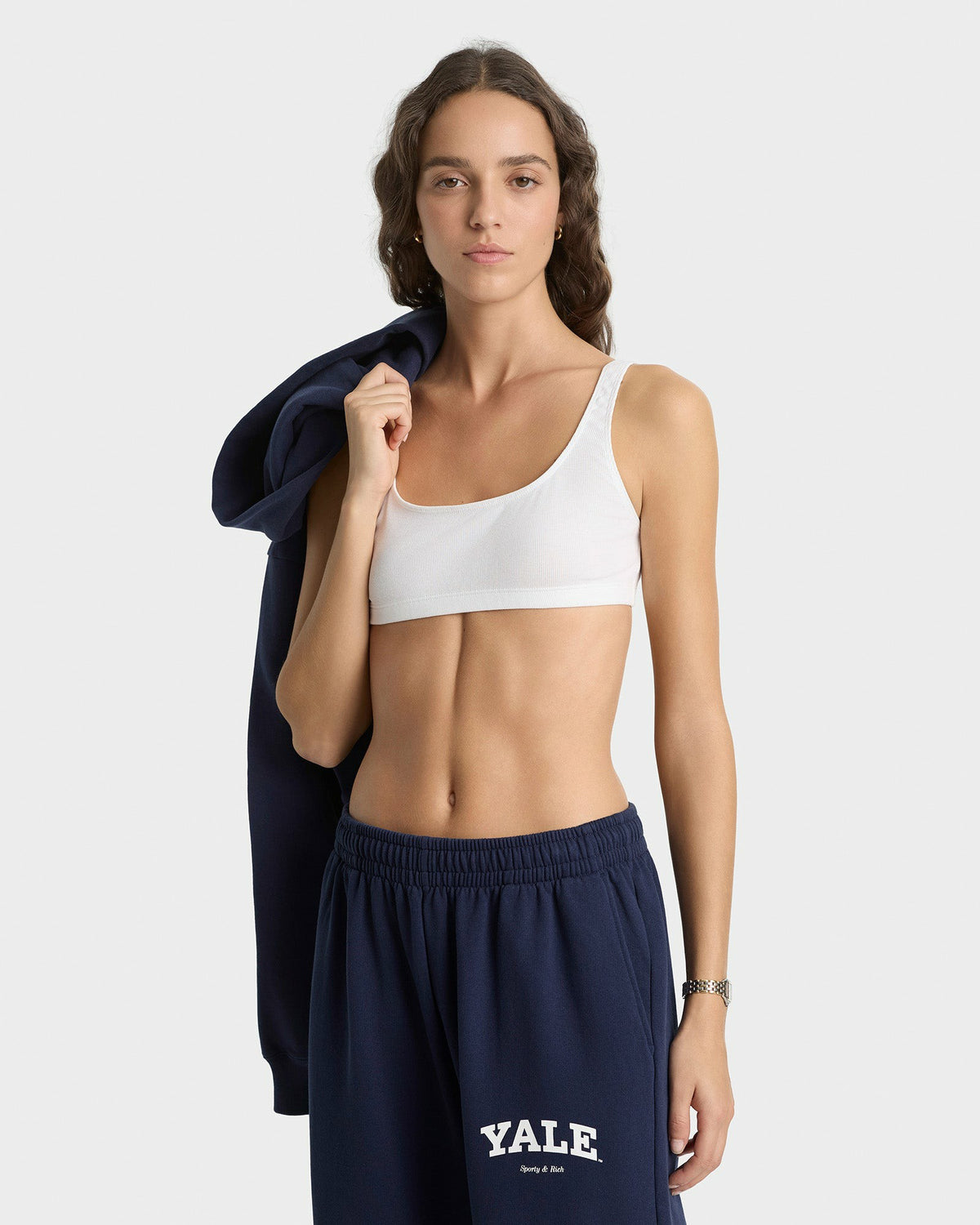 Sporty & Rich Yale Classic Wide Sweatpant - Navy/White