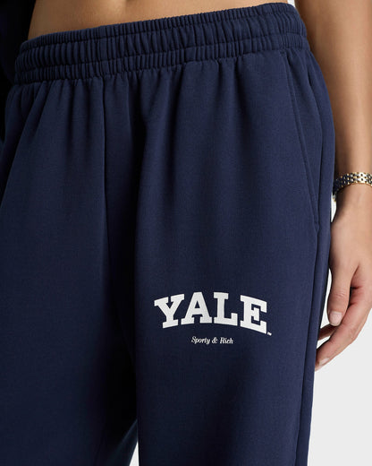 Sporty & Rich Yale Classic Wide Sweatpant - Navy/White