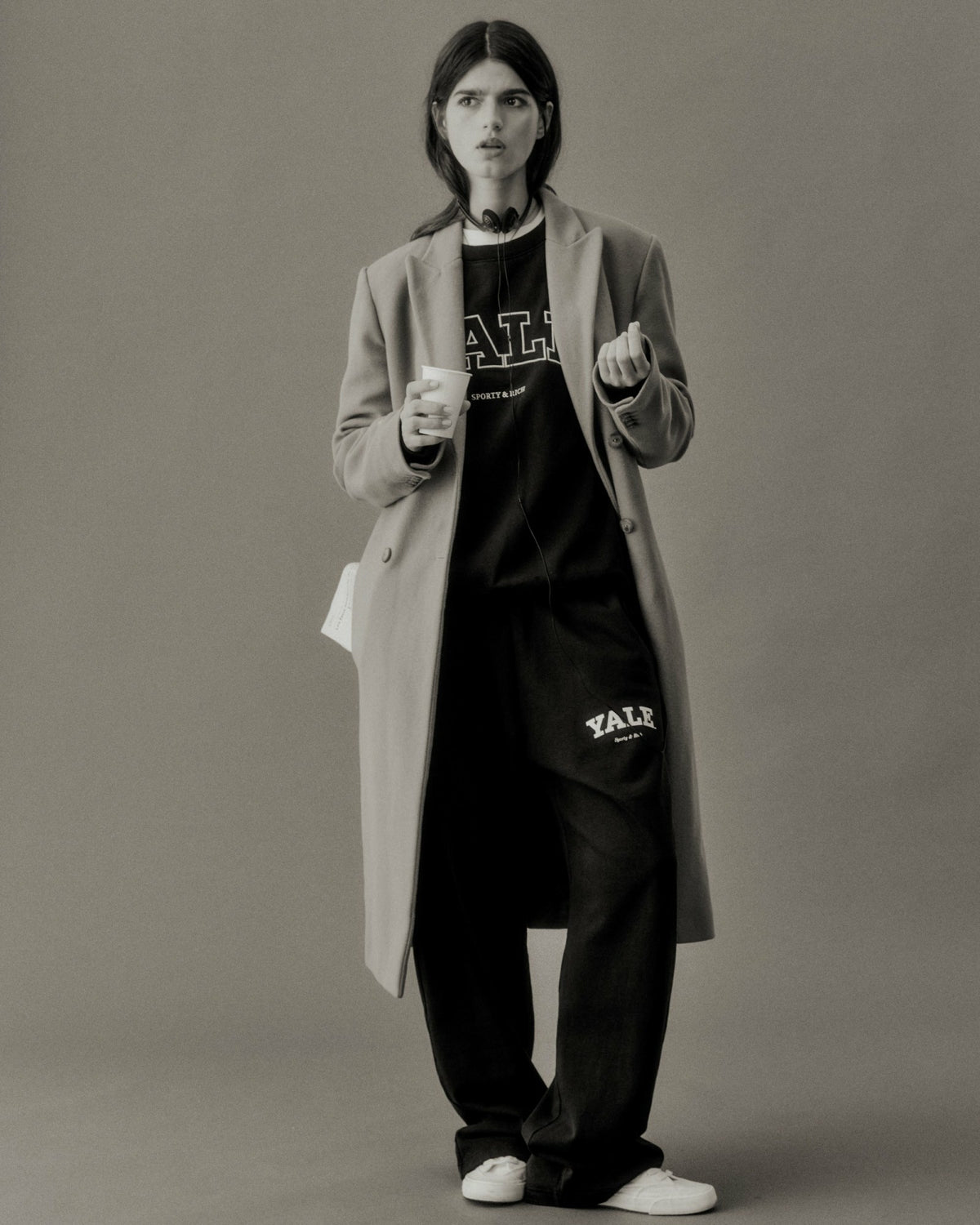 Sporty & Rich Yale Classic Wide Sweatpant - Navy/White