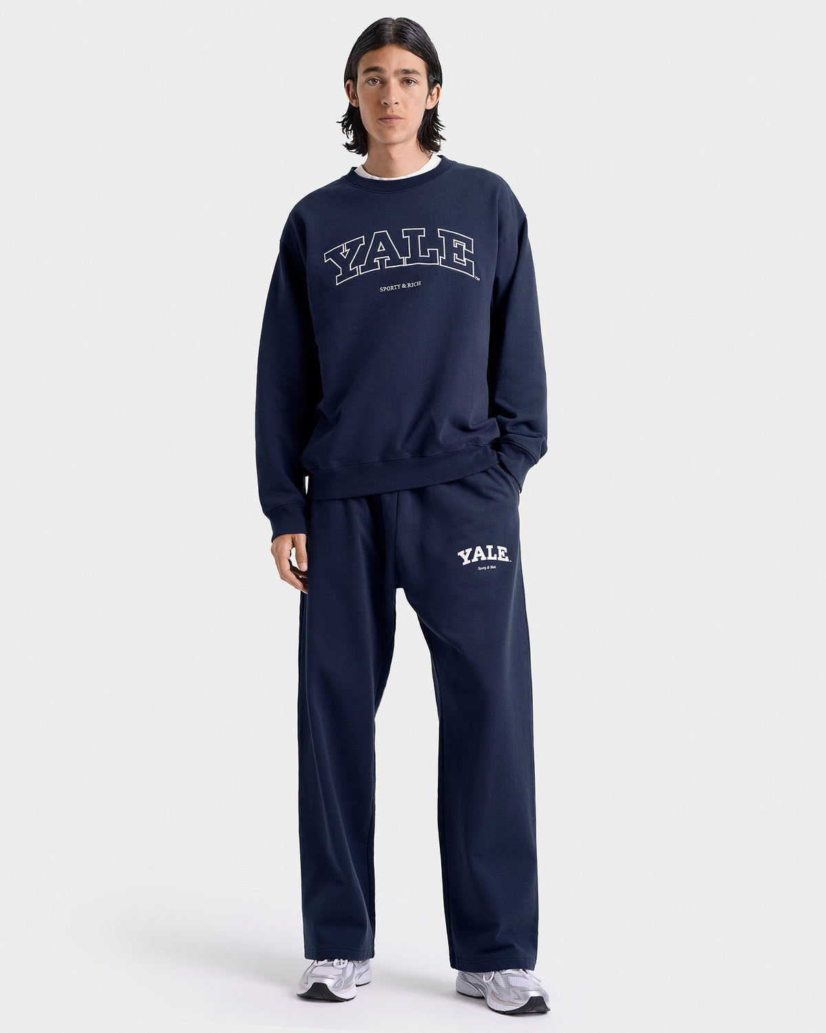 Sporty & Rich Yale Classic Wide Sweatpant - Navy/White
