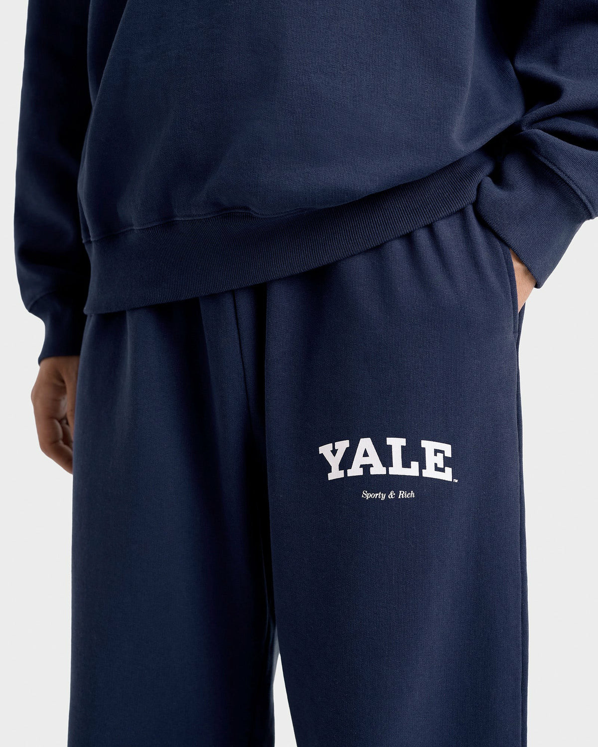 Sporty & Rich Yale Classic Wide Sweatpant - Navy/White