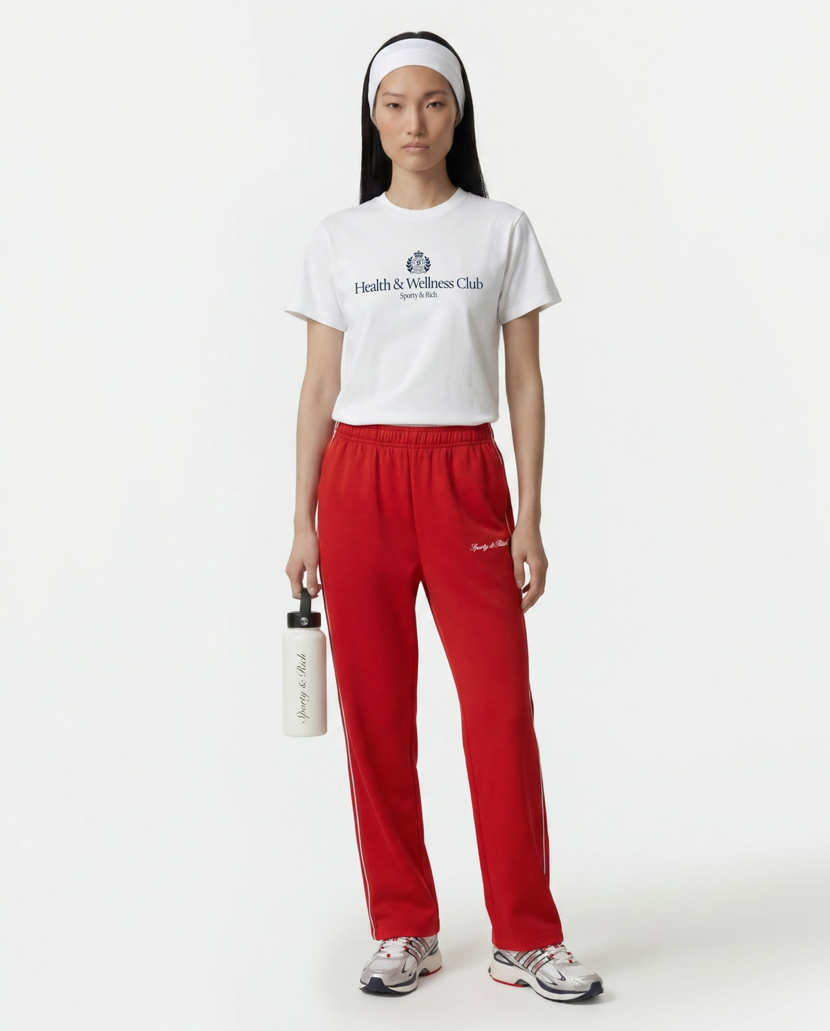 Sporty & Rich Signature Logo Retro Track Pant - Ruby