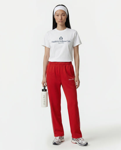 Sporty & Rich Signature Logo Retro Track Pant - Ruby