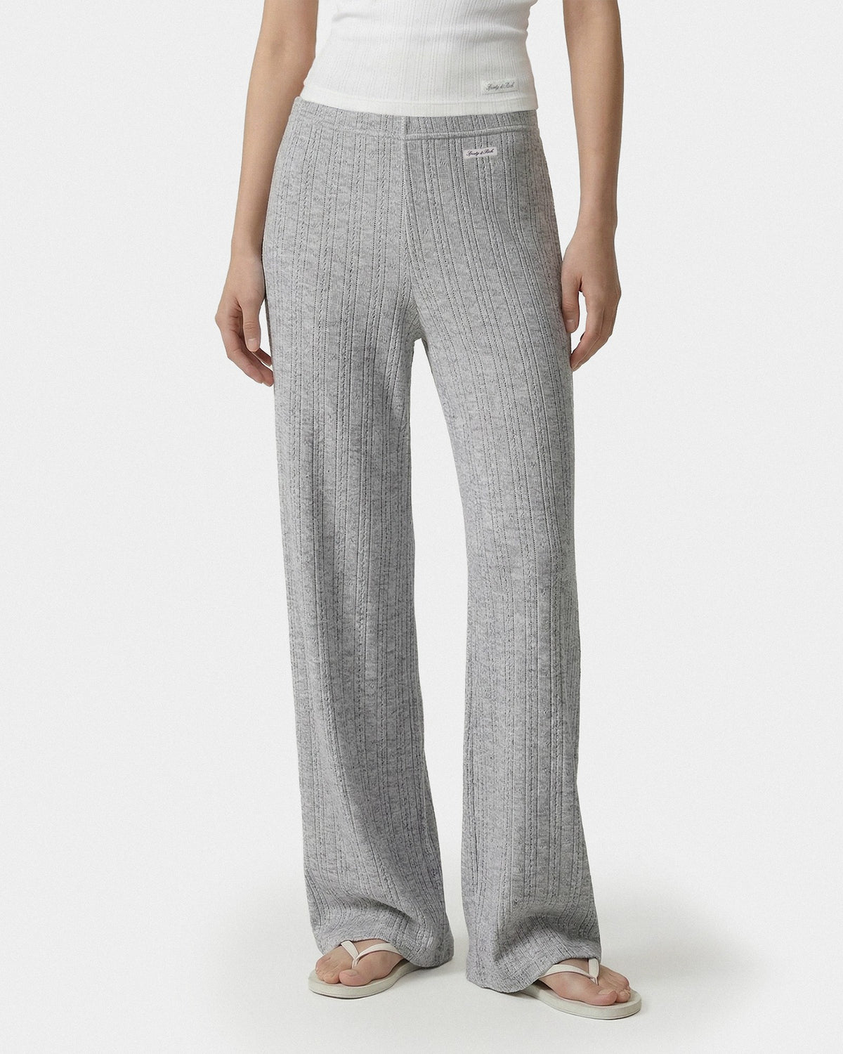 Sporty & Rich Signature Logo Pointelle Trousers - Heather Gray