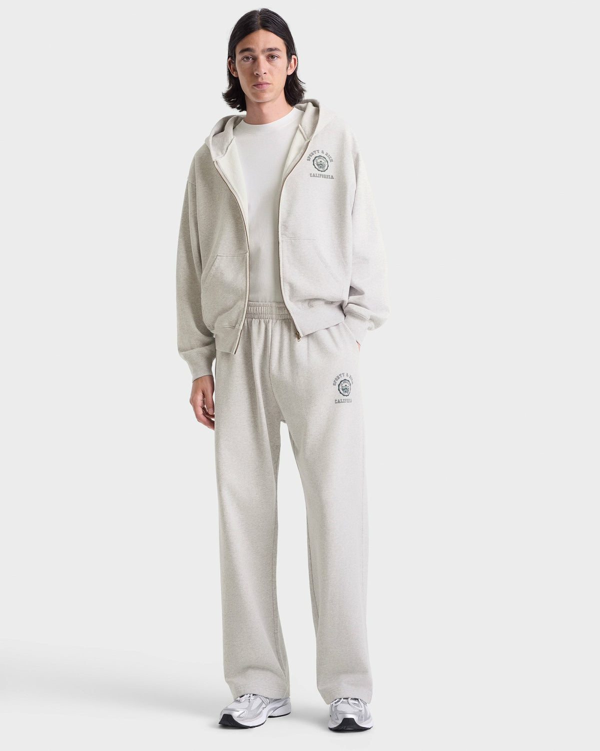 Sporty & Rich California Emblem Wide Sweatpant - Heather Gray/Forest
