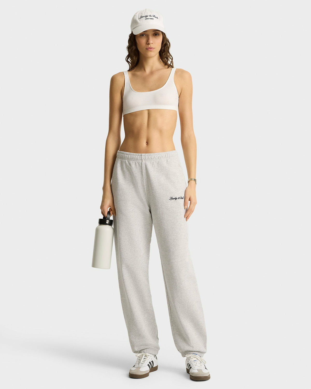 Sporty & Rich Syracuse Embroidered Sweatpant - Heather Gray/Navy