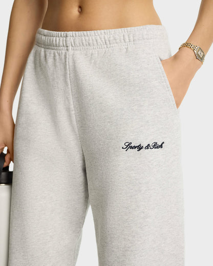 Sporty & Rich Syracuse Embroidered Sweatpant - Heather Gray/Navy
