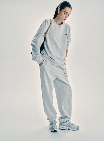 Sporty & Rich Syracuse Embroidered Sweatpant - Heather Gray/Navy