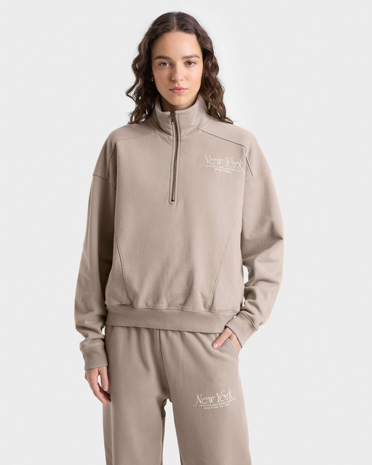 Sporty & Rich NY 94 Sweatpant - Elephant/White