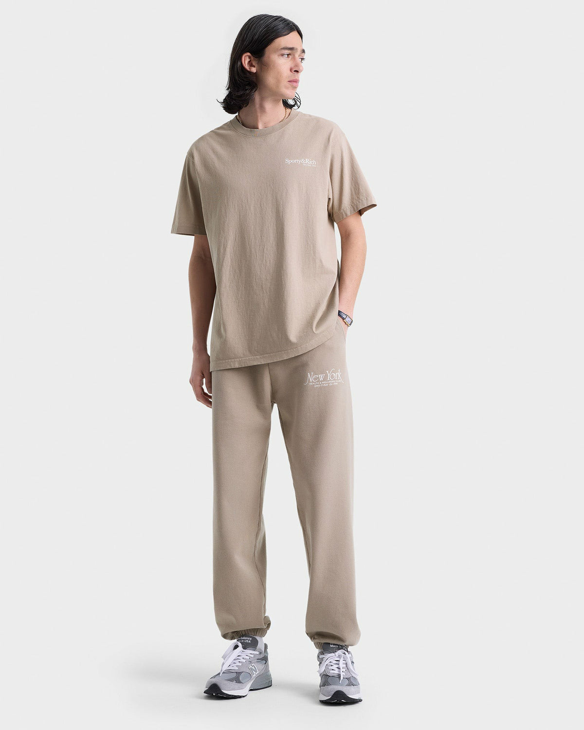 Sporty & Rich NY 94 Sweatpant - Elephant/White