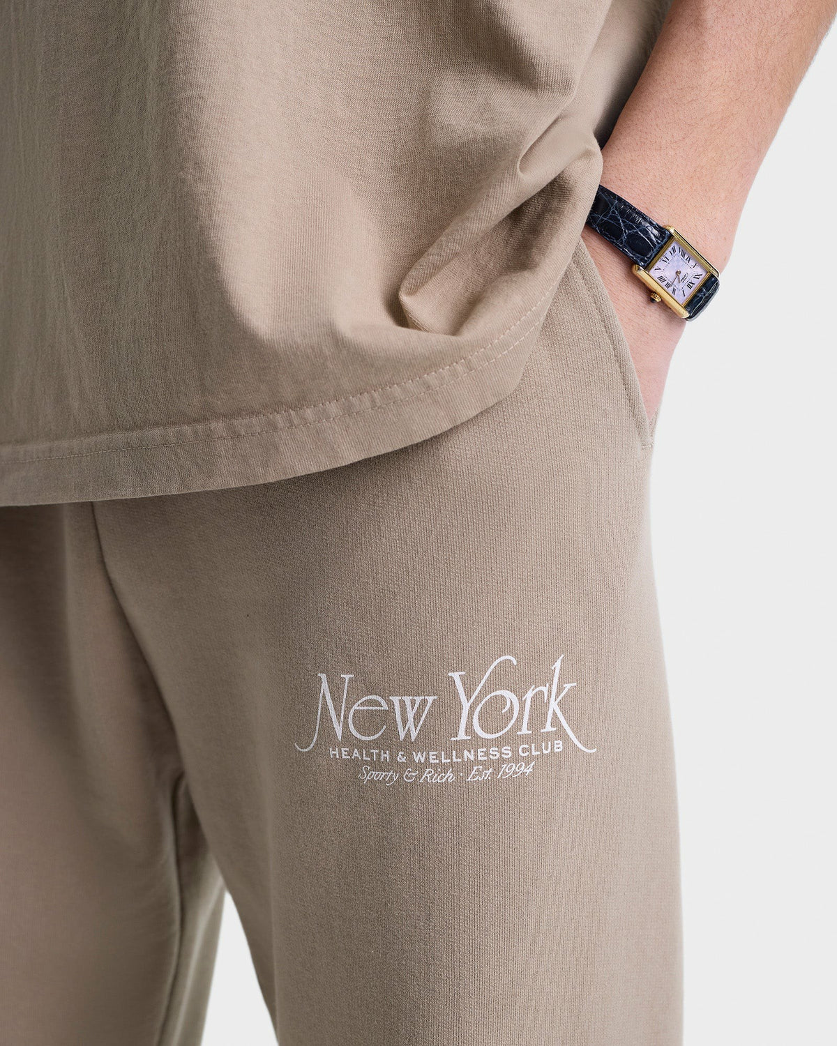 Sporty & Rich NY 94 Sweatpant - Elephant/White