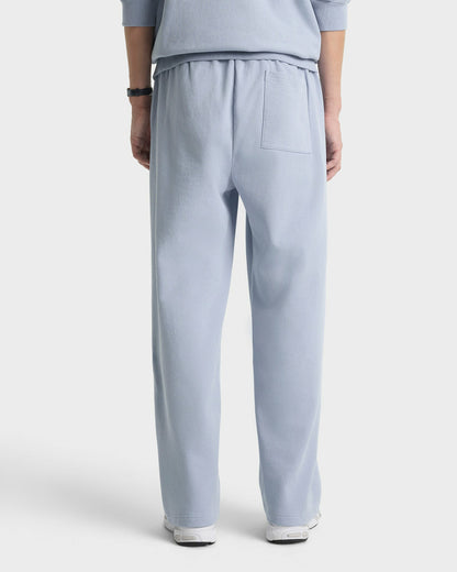 Sporty & Rich Signature Logo Embroidered Wide Sweatpant - Faded Blue/Navy