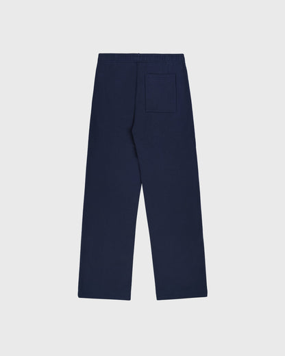 Sporty & Rich Serif Logo Wide Sweatpant - Navy/White