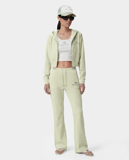 Sporty & Rich Juicy Script Velour Sweatpant - Sage