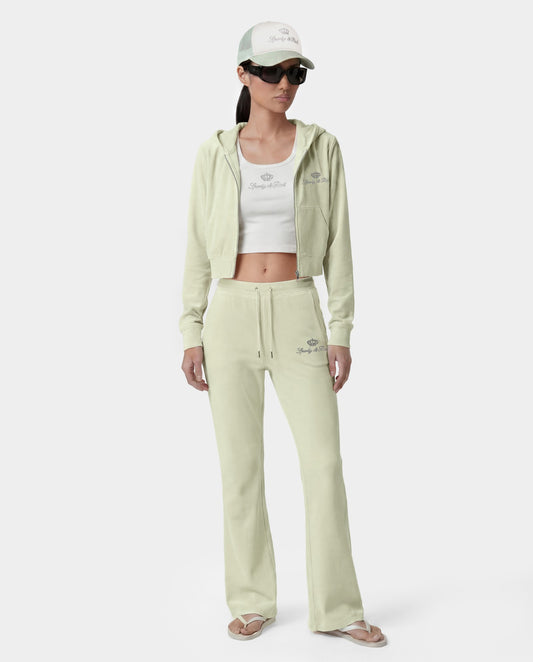 Sporty & Rich Juicy Script Velour Sweatpant - Sage