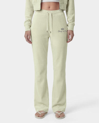 Sporty & Rich Juicy Script Velour Sweatpant - Sage
