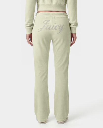 Sporty & Rich Juicy Script Velour Sweatpant - Sage