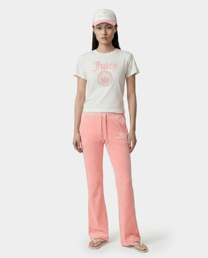 Sporty & Rich Juicy Script Velour Sweatpant - Rose