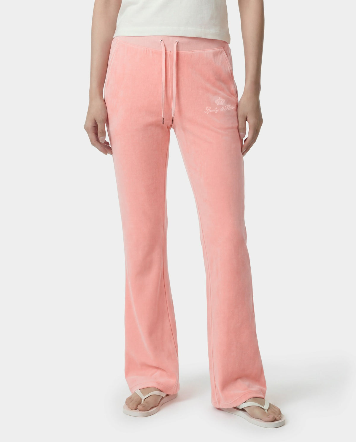 Sporty & Rich Juicy Script Velour Sweatpant - Rose