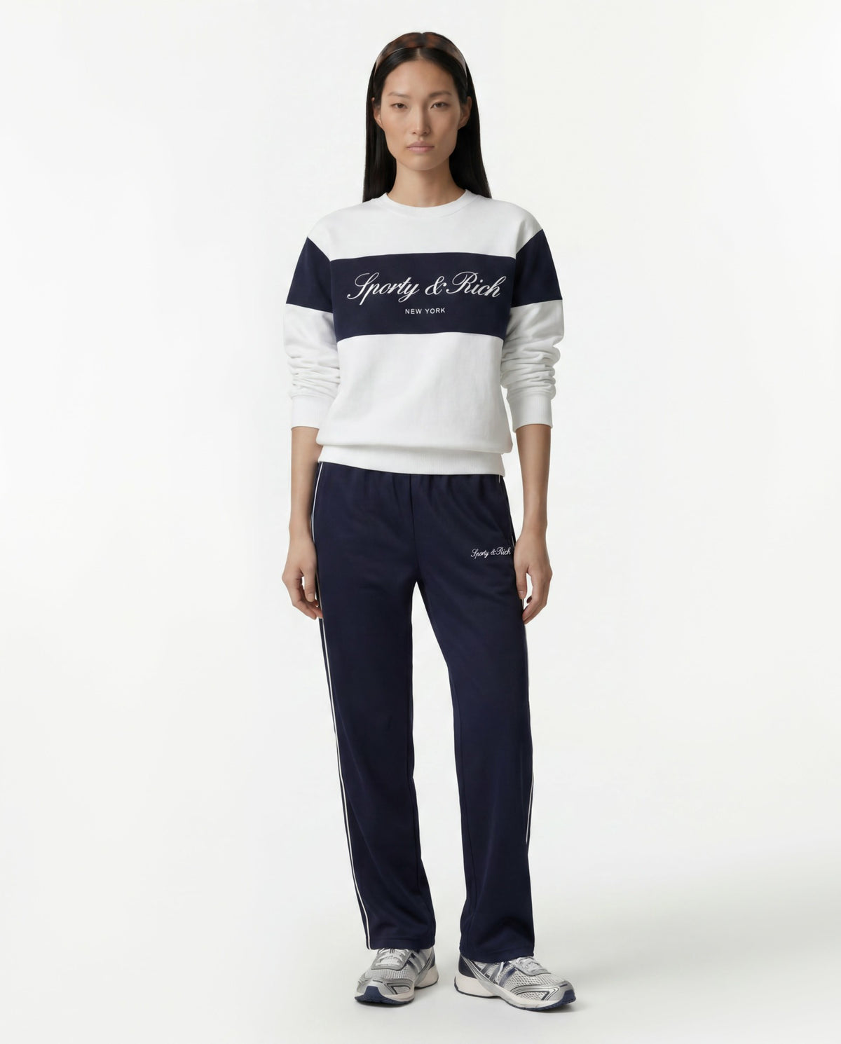 Sporty & Rich Signature Logo Retro Track Pant - Dark Navy