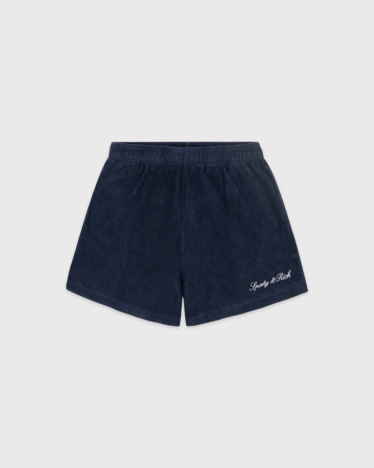 Sporty & Rich Signature Logo Terry Short - Light Navy/White